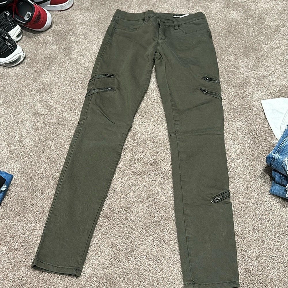 Blank NYC green jeans with zippers